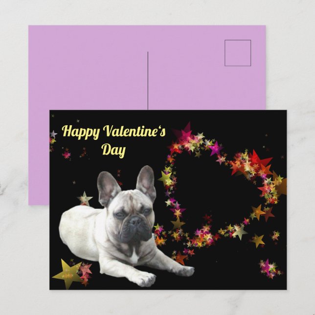 Französische Bulldogge Valentinstag French Bulldog Postkarte (Vorne/Hinten)