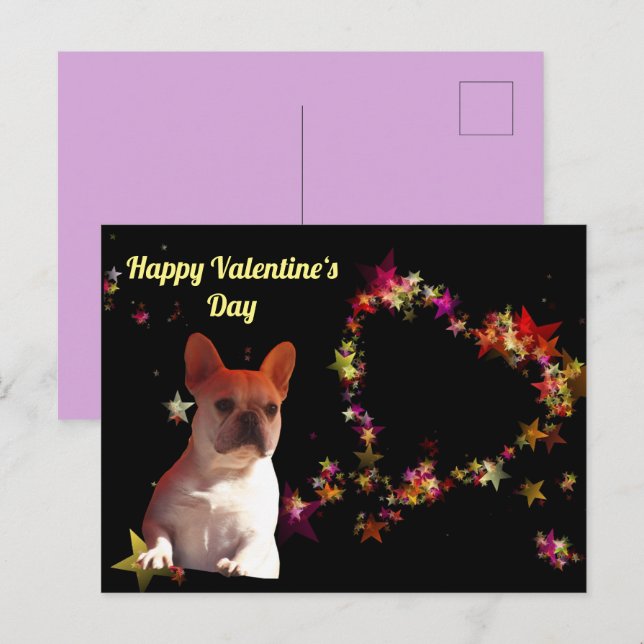 Französische Bulldogge Valentinstag French Bulldog Postkarte (Vorne/Hinten)