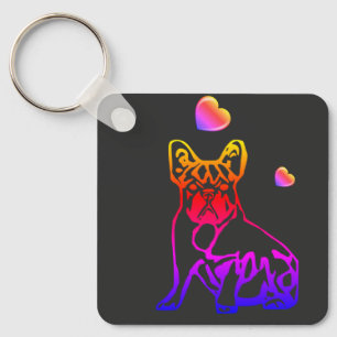 Französische Bulldogge Valentinstag French Bulldog Schlüsselanhänger