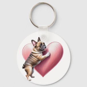 Französische Bulldogge Valentinstag French Bulldog Schlüsselanhänger