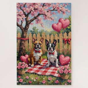 Französische Bulldogge Valentinstag Kunst Puzzle