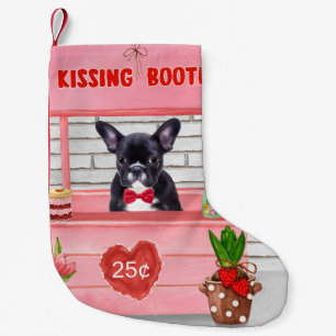Französische Bulldogge Valentinstag Küssstand Kleiner Weihnachtsstrumpf