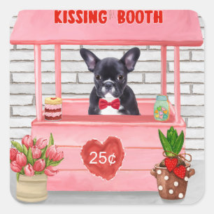 Französische Bulldogge Valentinstag Kussstand Quadratischer Aufkleber