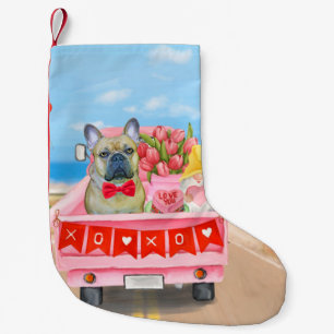 Französische Bulldogge Valentinstag-LKW Kleiner Weihnachtsstrumpf