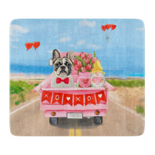Französische Bulldogge Valentinstag LKW  Schneidebrett