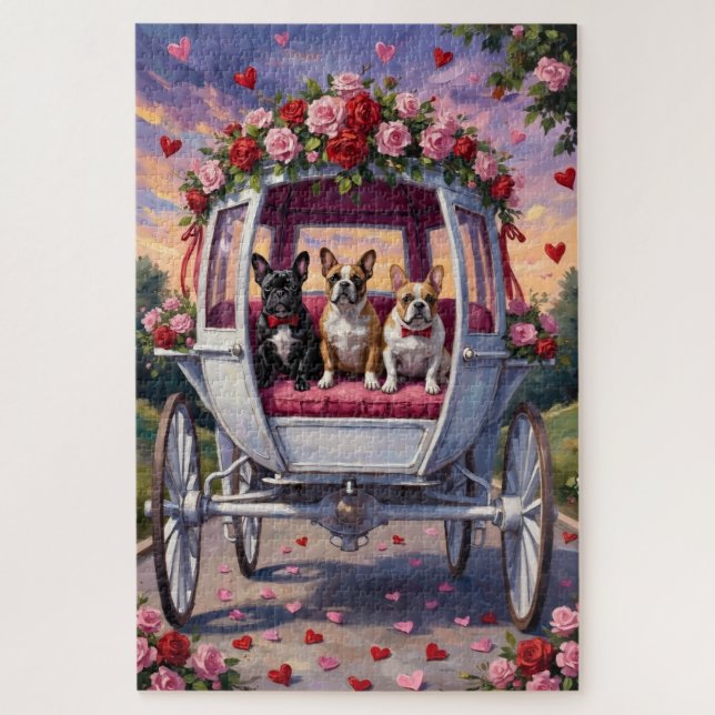 Französische Bulldogge Valentinstag  Puzzle (Vertikal)