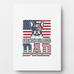 Französische Bulldogge Vater Patriotisch Vintage Fotoplatte