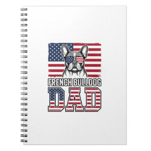 Französische Bulldogge Vater Patriotisch Vintage Notizblock