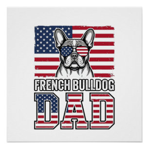 Französische Bulldogge Vater Patriotisch Vintage Poster