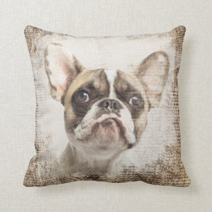 Französische Bulldogge Vintage-Porträt Kissen