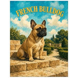 Französische Bulldogge, Vintage-Wasserfarben-Hunde Postkarte