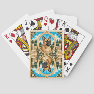 Französische Bulldogge, Vintage-Wasserfarben-Hunde Spielkarten