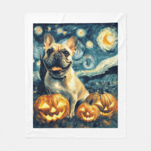 Französische Bulldogge von van gogh Sternennacht H Fleecedecke