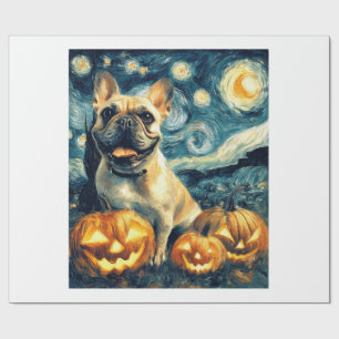 Französische Bulldogge von van gogh Sternennacht H Geschenkpapier