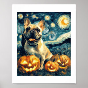 Französische Bulldogge von van gogh Sternennacht H Poster