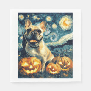 Französische Bulldogge von van gogh Sternennacht H Serviette
