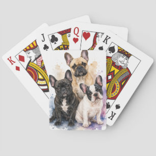 Französische Bulldogge-Wasserfarbe-Spielkarten Spielkarten