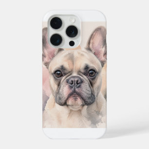 Französische Bulldogge Wasserfarben-Porträt iPhone 15 Pro Hülle