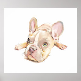 Französische Bulldogge Wasserfarbenposter, Wandkun Poster