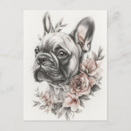 Französische Bulldogge Watercolor Floral Postkarte