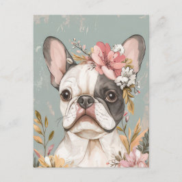 Französische Bulldogge Watercolor Floral Postkarte