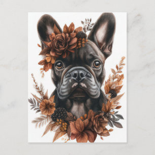 Französische Bulldogge Watercolor Floral Postkarte