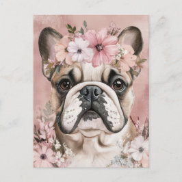 Französische Bulldogge Watercolor Floral Postkarte