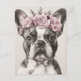 Französische Bulldogge Watercolor Floral Postkarte