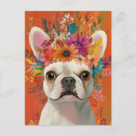 Französische Bulldogge Watercolor Floral Postkarte