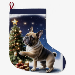 Französische Bulldogge Weihnachten Baum Großer Weihnachtsstrumpf