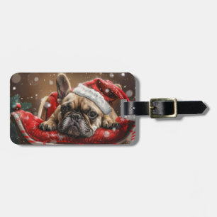 Französische Bulldogge Weihnachten Festlich  Gepäckanhänger