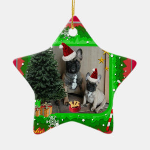 Französische Bulldogge Weihnachten French Bulldog Keramik Ornament
