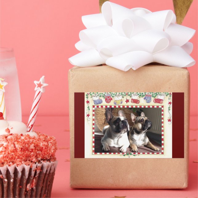 französische Bulldogge Weihnachten French Bulldog  Rechteckiger Aufkleber (Party)