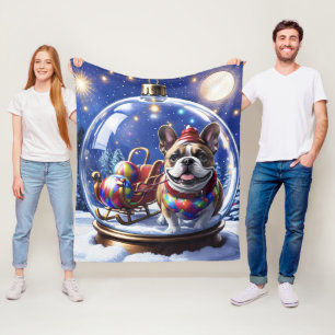 Französische Bulldogge Weihnachten French Bullog Fleecedecke