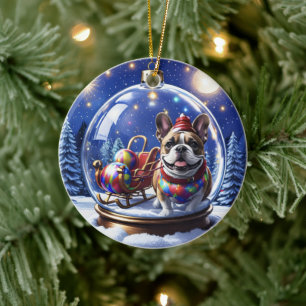 Französische Bulldogge Weihnachten French Bullog Keramik Ornament