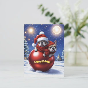 Französische Bulldogge Weihnachten French Bullog Postkarte