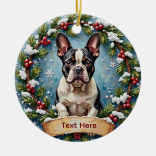 Französische Bulldogge Weihnachten Keramik Ornament