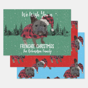 Französische Bulldogge Weihnachten Personalisierte Geschenkpapier Set