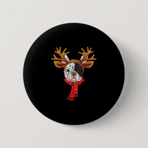 Französische Bulldogge Weihnachten Rentiere Geweih Button