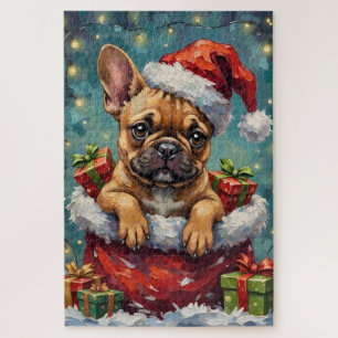 Französische Bulldogge Weihnachten Santa-Tasche Ab Puzzle