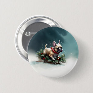 Französische Bulldogge Weihnachten Schnee Winter Button