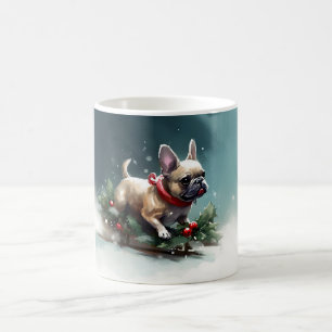 Französische Bulldogge Weihnachten Schnee Winter Kaffeetasse