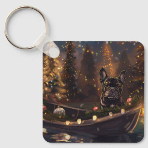 Französische Bulldogge Weihnachtliche Festliche Re Schlüsselanhänger