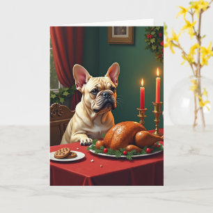 Französische Bulldogge Weihnachtsabend Festmahl Ma Karte