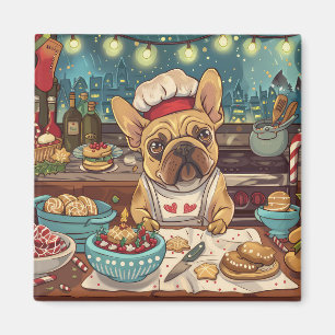 Französische Bulldogge Weihnachtsbäckerei: Festlic Magnet