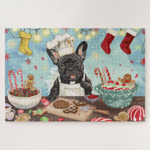Französische Bulldogge-Weihnachtsbäckerei: Festlic Puzzle