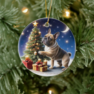 Französische Bulldogge Weihnachtsbaum Bulldog Keramik Ornament