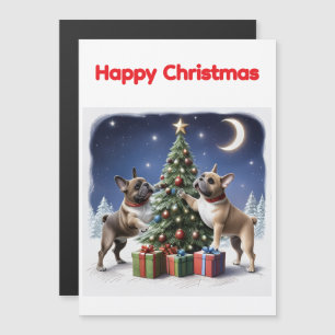 Französische Bulldogge Weihnachtsbaum Bulldog Magnetkarte