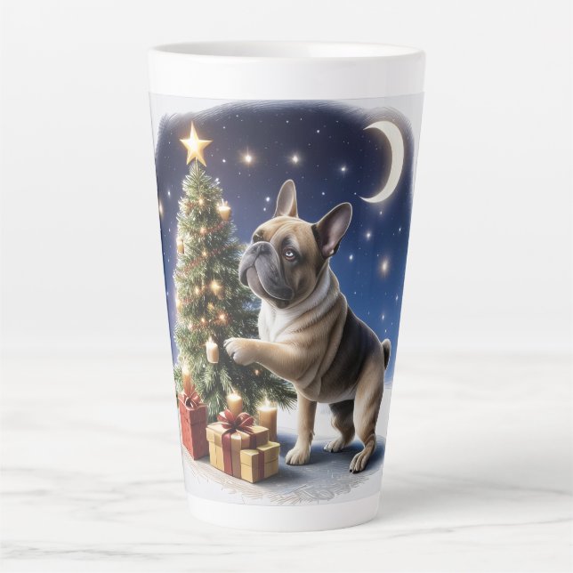 Französische Bulldogge Weihnachtsbaum Bulldog Milchtasse (Vorderseite)