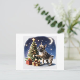 Französische Bulldogge Weihnachtsbaum Bulldog Postkarte